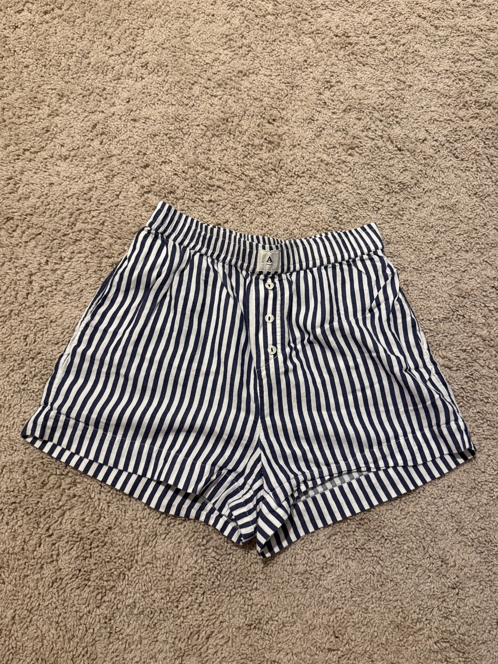 Anthropologie Striped Navy & White Women's Casual Shorts - Boxer Shorts XS
